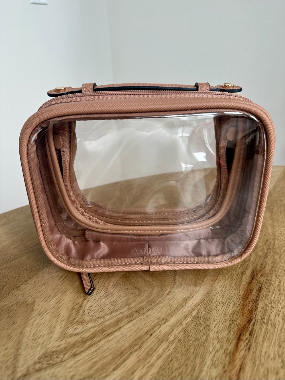 Calpak Blush Clear Cosmetic Travel Case